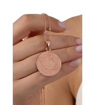 925 ayar gümüş kolye rose top top zincirli Hz. Süleyman mührü kolye SGTL13136ROSE