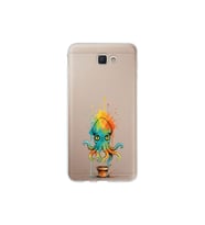 Samsung Galaxy J7 Prime ile uyumlu Splash ahtapot tasarımlı şeffaf silikon kılıf