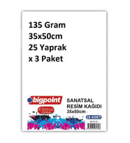 Bigpoint Sanatsal Resim Kağıdı 135 Gram 35x50cm - 25 Yaprak x 3 Paket