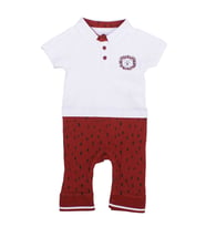 Erkek Bebek Beyaz Bordo Polo Yakalı Çıt Çıtlı Tulum