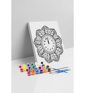 Saat Desenli Mandala Tuval Boyama Seti 40x50 cm
