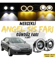 Renault Fluence 2009-2016 Uyumlu Mercekli Angel Sis Farı Metal 76 mm Sarı Halkalı Gündüz Farı 2 Adet