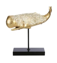 Vitale Whale Gold İşlemeli Balina Biblo 40 cm AK.ID0115