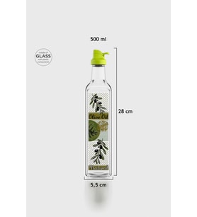 Renga Oslo Desenli 500 ml Yeşil Kapaklı Cam Yağlık 152006