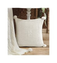 Triko Örgü Kırlent Kılıfı Yastık Kılıfı 45 X 45 Cm (Kemik)