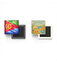 Buzdolap Magnetleri - Eritre Bayrağı ve Paper Cut Tema - 2'li Set Magneti