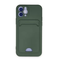 Iphone 12 Kılıf Kelvin Kartvizitli Silikon - Koyu Yeşil