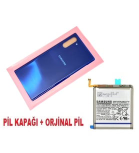 Tkgz Samsung Galaxy NOTE 10 Arka Pil Batarya Kapağı + PİL (CAM) MAVİ