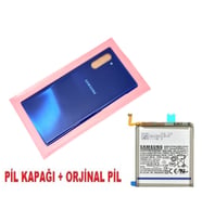 Tkgz Samsung Galaxy NOTE 10 Arka Pil Batarya Kapağı + PİL (CAM) MAVİ