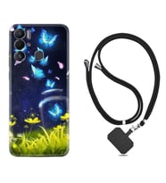 Tecno Pova Neo Kılıf Resimli Boyun Askılı İpli Desenli Silikon Flowers Fox 1309