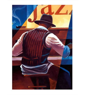 Jazz Temalı Piyano Çalan Adam Desenli Mdf Tablo