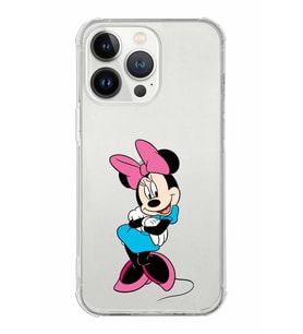 Apple iPhone 13 ProMax Uyumlu Köşe Korumalı Antişok  Kapak Minnie Mouse Tasarımlı Şeffaf  Kılıf