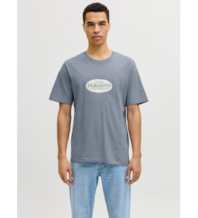 JACK JONES Erkek Yazı Baskılı Tişört 12297891 (Mavi)