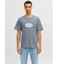 JACK JONES Erkek Yazı Baskılı Tişört 12297891 (Mavi)