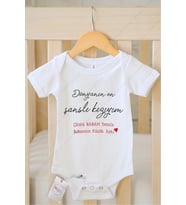 Dünyanın en şanslı kızıyım Özel Tasarım Bebek Zıbın Pamuklu Çıtçıtlı Body