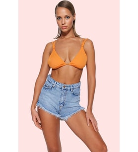 Kadın Denim Şort Yüksek Bel Straight Kalıp Pamuk Yaz Aylarının Vazgeçilmezi Günlük Kullanım (Mavi)