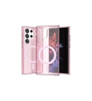 Samsung Galaxy S23 Ultra Uyumlu Kılıf M-safe Şarj Özellikli Parlayan Simli Saydam Renkli Zore Allstar Kapak (Pembe)