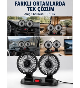 Northcity Çift Fanlı Mini Vantilatör - Karavan, Tır ve Araç İçin USB Serinletici