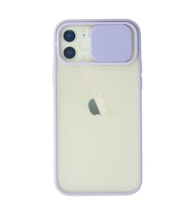 Apple İphone 12 Kılıf Palm Buzlu Kamera Sürgülü Silikon - Lila