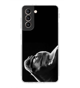 PrintiFy Samsung Galaxy S21 FE ile Uyumlu Köpek 1 Kamera Korumalı Şeffaf Kılıf