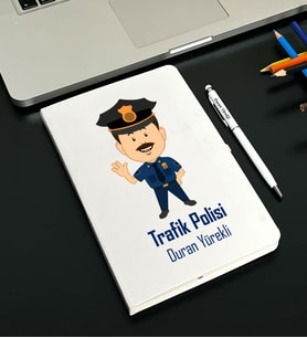 Kişiye Özel Trafik Polisi Tasarımlı  Defter Ve Kalem Seti