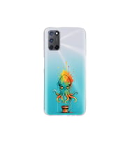 Oppo A52 ile uyumlu Splash ahtapot tasarımlı şeffaf silikon kılıf