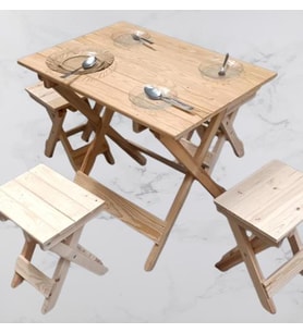 Piknik Seti Katlanabilir HAM 90391Çam Ağac AZ Yer İşgal Eder Çok İş Yapar El Yapım