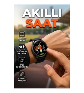 AMOLED Ekranlı Akıllı Saat – 3 Kordon, Sağlık ve Aktivite Takibi, IP67