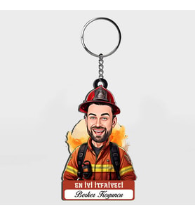 Karikatürlü - Erkek İtfaiyeci İsimli Anahtarlık