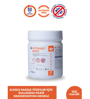 ACTOANID® WIPES 100 mendil  Alkole Hassas Yüzeyler İçin Kullanıma Hazır Dezenfeksiyon Mendili