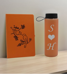 BK Gift Sevgiliye Özel İsimli Turuncu Defter ve Somon Cam Matara Hediye Seti-11, Sevgiliye Hediye, Sevgililer Günü, Yeni İş Hediyesi