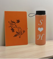 BK Gift Sevgiliye Özel İsimli Turuncu Defter ve Somon Cam Matara Hediye Seti-11, Sevgiliye Hediye, Sevgililer Günü, Yeni İş Hediyesi