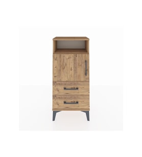 Arges Komodin 2 Raflı 2 Çekmeceli Tek Kapaklı 44x30x96 Çam-Çam