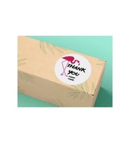 Pembe Thank You Handmade Etiketi El Yapımı Flamingo Pink Sticker Yuvarlak Mat Sticker 4 Cm - 100 Adet
