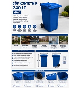 Çöp Konteynır 240 lt Mavi