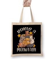 Behold A Meowtain Cute Cat Mountain Funny Kittens Bez Çanta Uzun Saplı