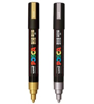 Uni Posca Su Bazlı Poster Markör Set Metalik Gümüş ve Altın 1.8 2.5mm PC5M