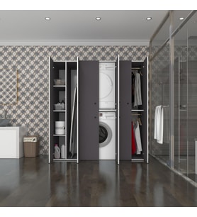 Kenzlife çamaşır-kurutma makinesi dolabı ve giysi dolabı suyuti sol gri 180*170*60  banyo (Beyaz)
