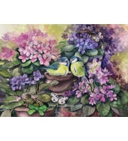 Nova 1000 Parça Puzzle - Menekşeler Arasında Kuş Yuvası (Suluboya)