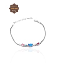 Akuamarin ve Sıra Taşlı 925 Ayar Gümüş Kadın Bileklik 201023530