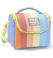 Coral High İlkokul Kız Çocuk Okul Beslenme Çantası, Turuncu Sarı Mavi Renkli Çizgili, Termoslu (Isı Yalıtımlı) (Çok Renkli)