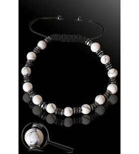 Sertifikalı Silver Hematitli 6 Mm Doğal Havlit Taşı Bileklik - Ayarlamalı (Çok Renkli)