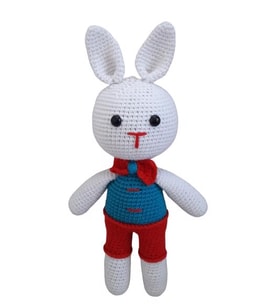 Beyaz Tavşan Amigurumi Organik Oyuncak