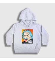 Presmono Unisex Çocuk Beyaz Pop Art Scientist Albert Einstein Kapüşonlu Sweatshirt 338112tt
