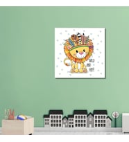 Tekli Kare Kanvas Çocuk Odası Kızılderili Aslan Tablosu
