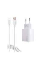 AC18 ECO Bundle 18W Hızlı Şarj Cihazı + USB-A to Type-C Kablo , QC 3.0 Destekli (Beyaz)