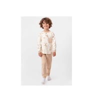 Alfabe Desenli Bej Erkek Çocuk Pijama Takımı