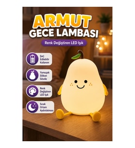 Şarjlı Armut Tasarımlı Renk Değiştiren LED Gece Lambası