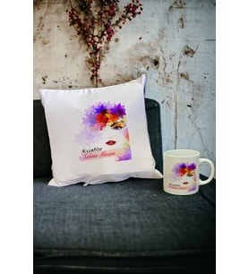 Kuaför Kupa Bardak ve Yastık Set 002 (Beyaz)