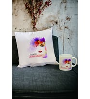 Kuaför Kupa Bardak ve Yastık Set 002 (Beyaz)